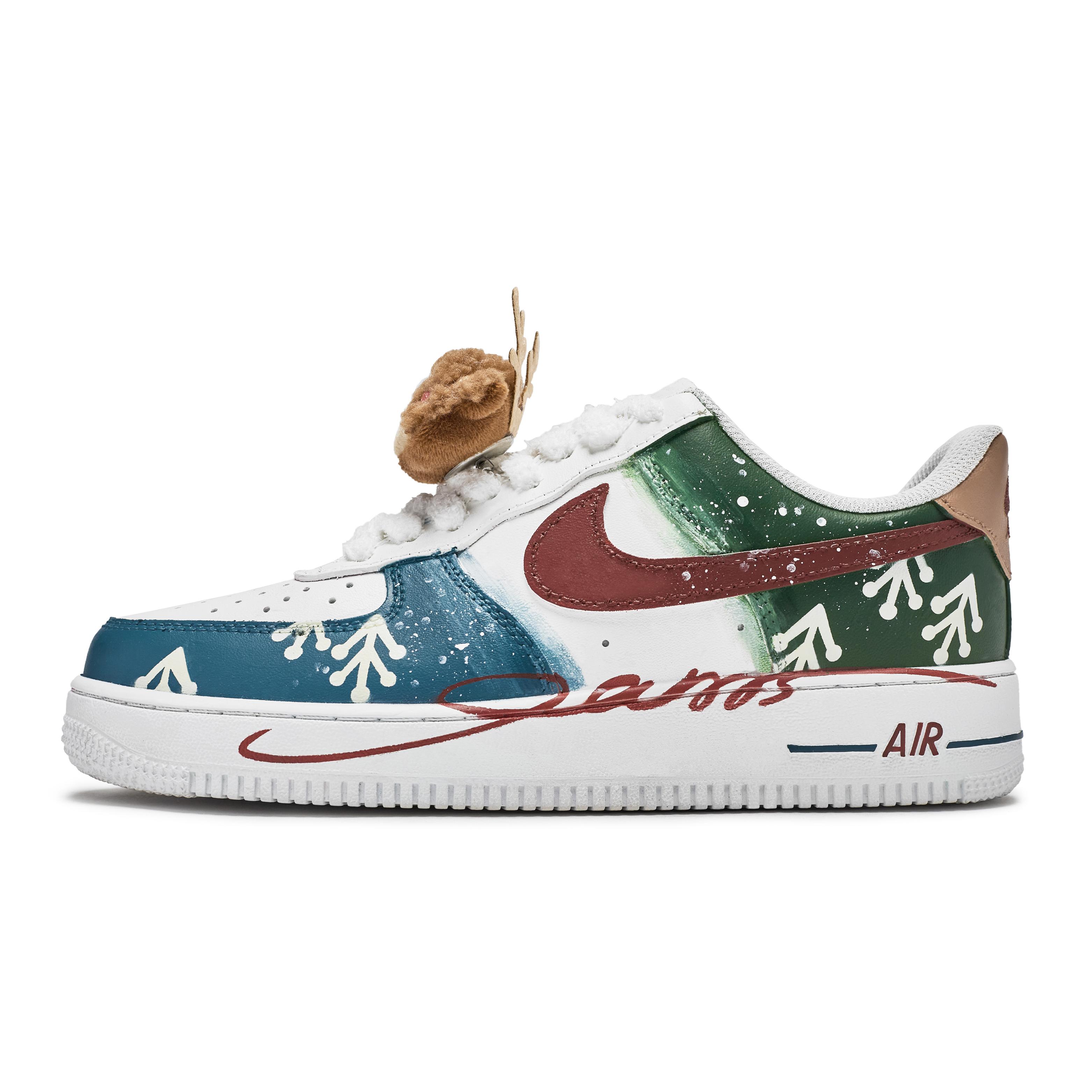 

Nike Air Force 1 07 811 Manufacturing, Snowy Night Forest Low top Skateboard Shoes Unisex White Blue Red Green CW2288-111(Team80-) 42.5