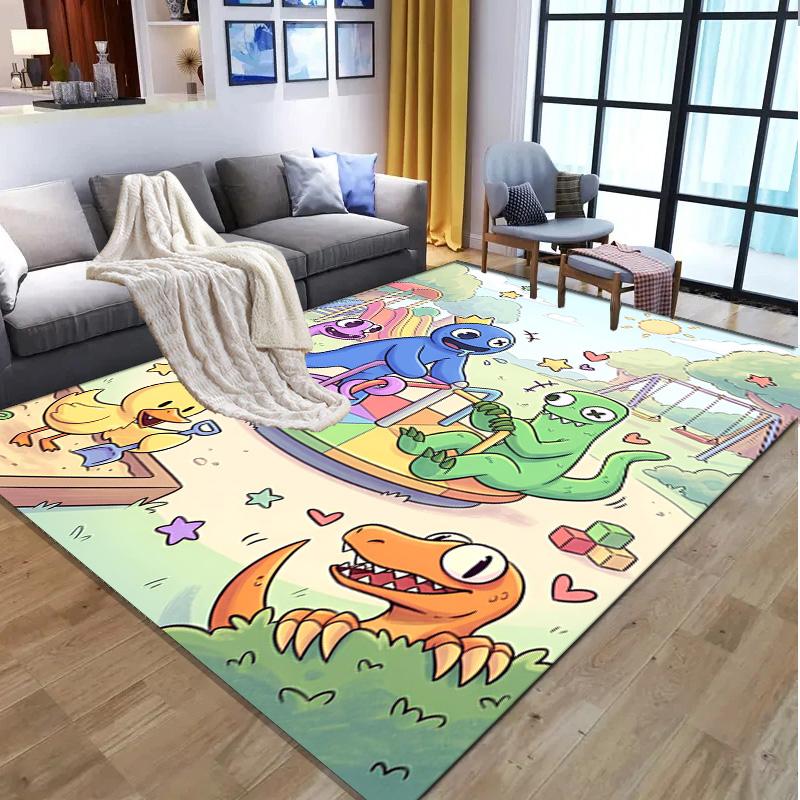 Game Rainbow Friends Pattern Rug, Indoor/Outdoor Mat, for Picnic, Gameroom, Bedroom, Office, Living Room, Home Decor Carpet, Birthday Gift