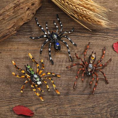 Retro Halloween Spinnen Brosche: Modischer Drip-Öl-Tier-Anstecker für Damenmäntel