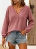 Casual V-Neck Drawstring Long Sleeve Loose Pullover Mesh Fabric Multi-Coloured Womens Sweatshirt Trendy Style Comfortable for Daily Outfits