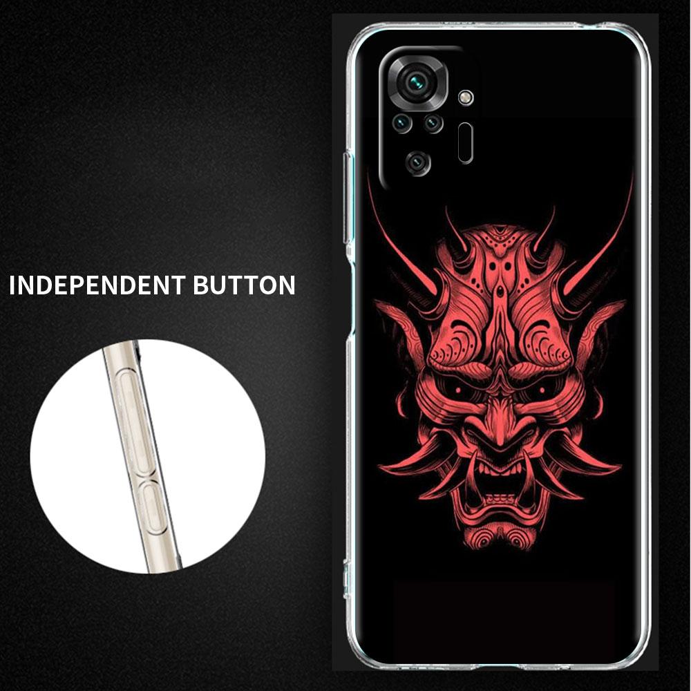 Custodia Maschera Oni Samurai Per Xiaomi Redmi Note 11 Pro 10 9 9S 8 8T 7 9A 9C 9T 10 10C K40 Cover Morbida Trasparente in TPU per Telefono