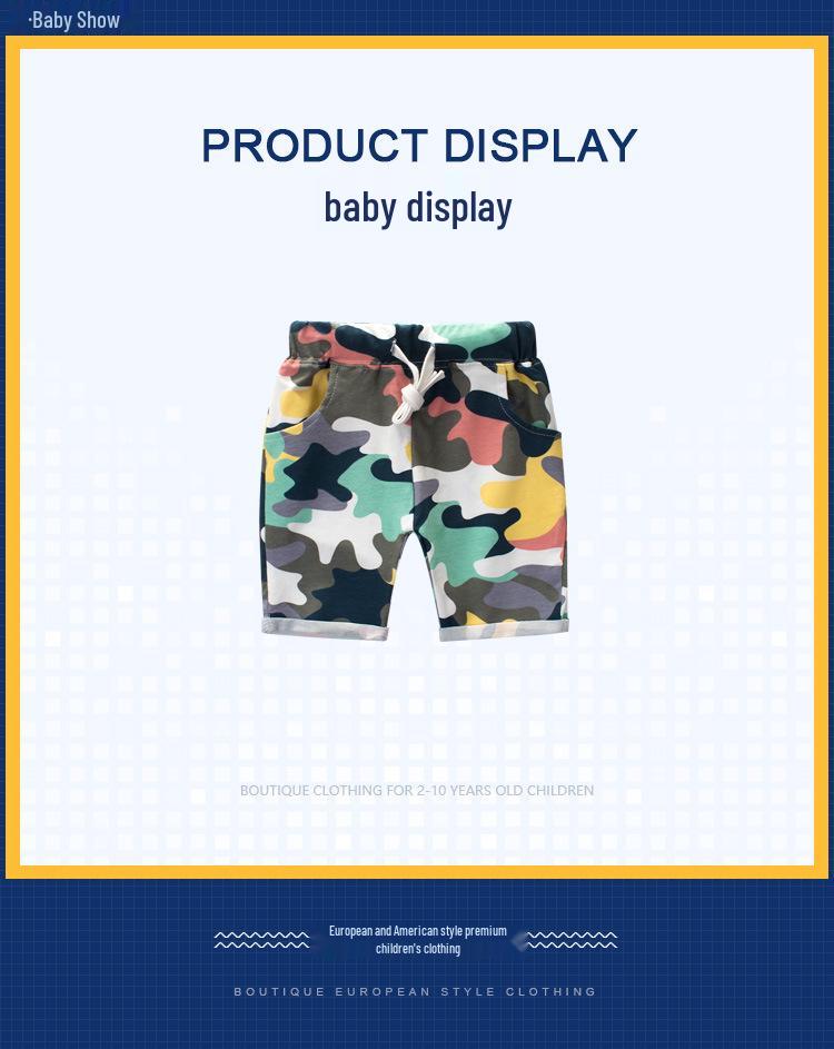 2024 Summer Korean Style Boys' Camouflage Mid-Length Shorts
