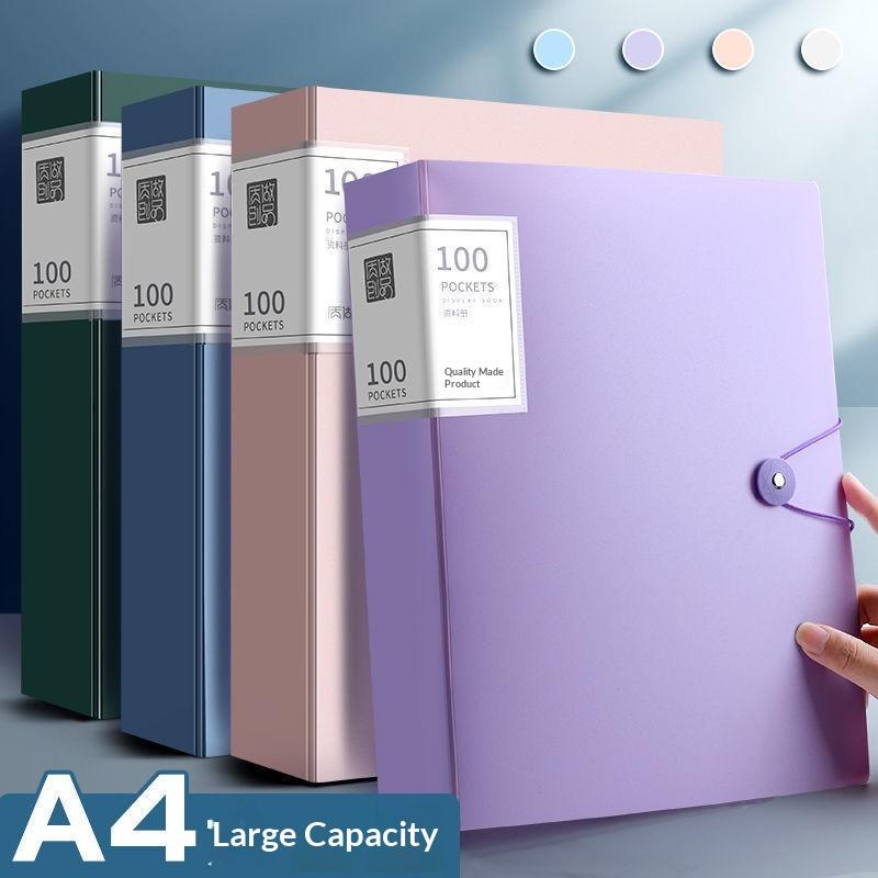 1Pcs Pp High Transparency And Waterproof Insert Brochure 60/100 Pocket A4 File Folder Suitable For A4 Size Documents And Papers