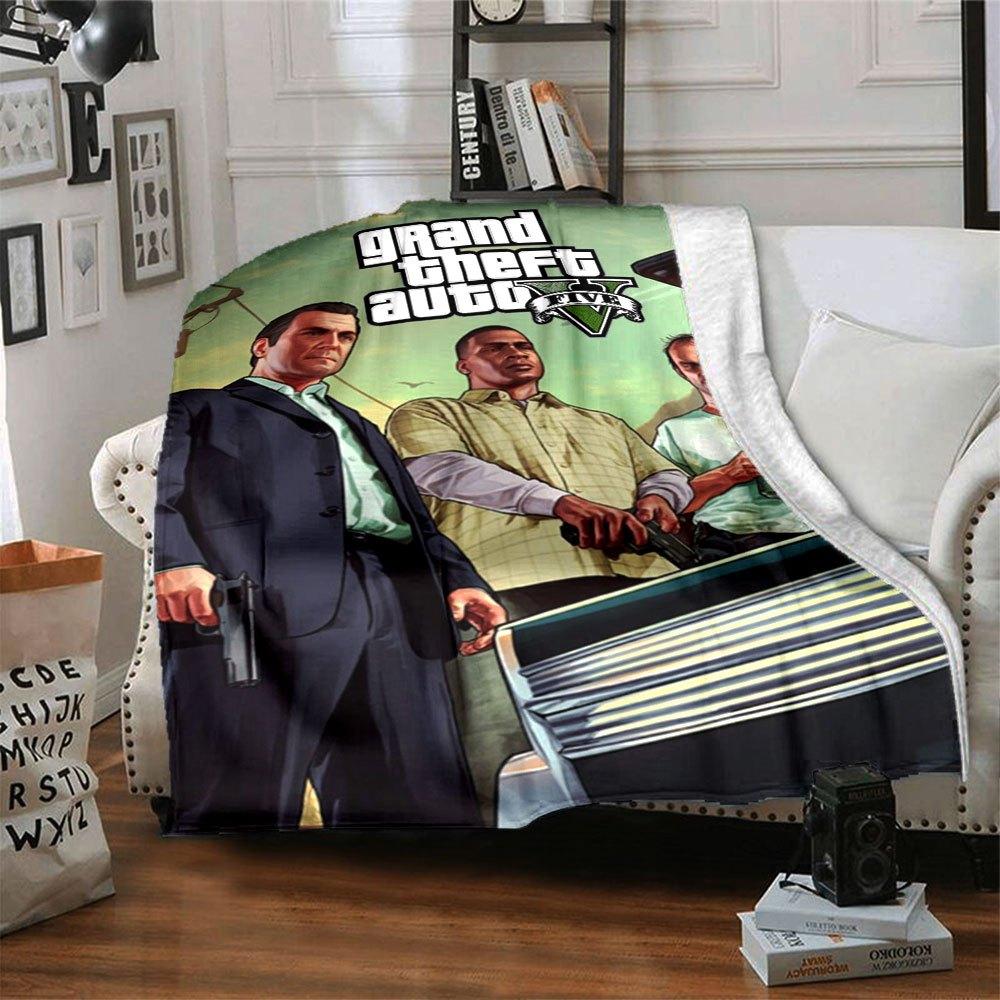 1pc Grand Theft Auto Soft Flannel Blanket with Designer Print A cozy blanket for all seasons, perfect for the couch, bed, office