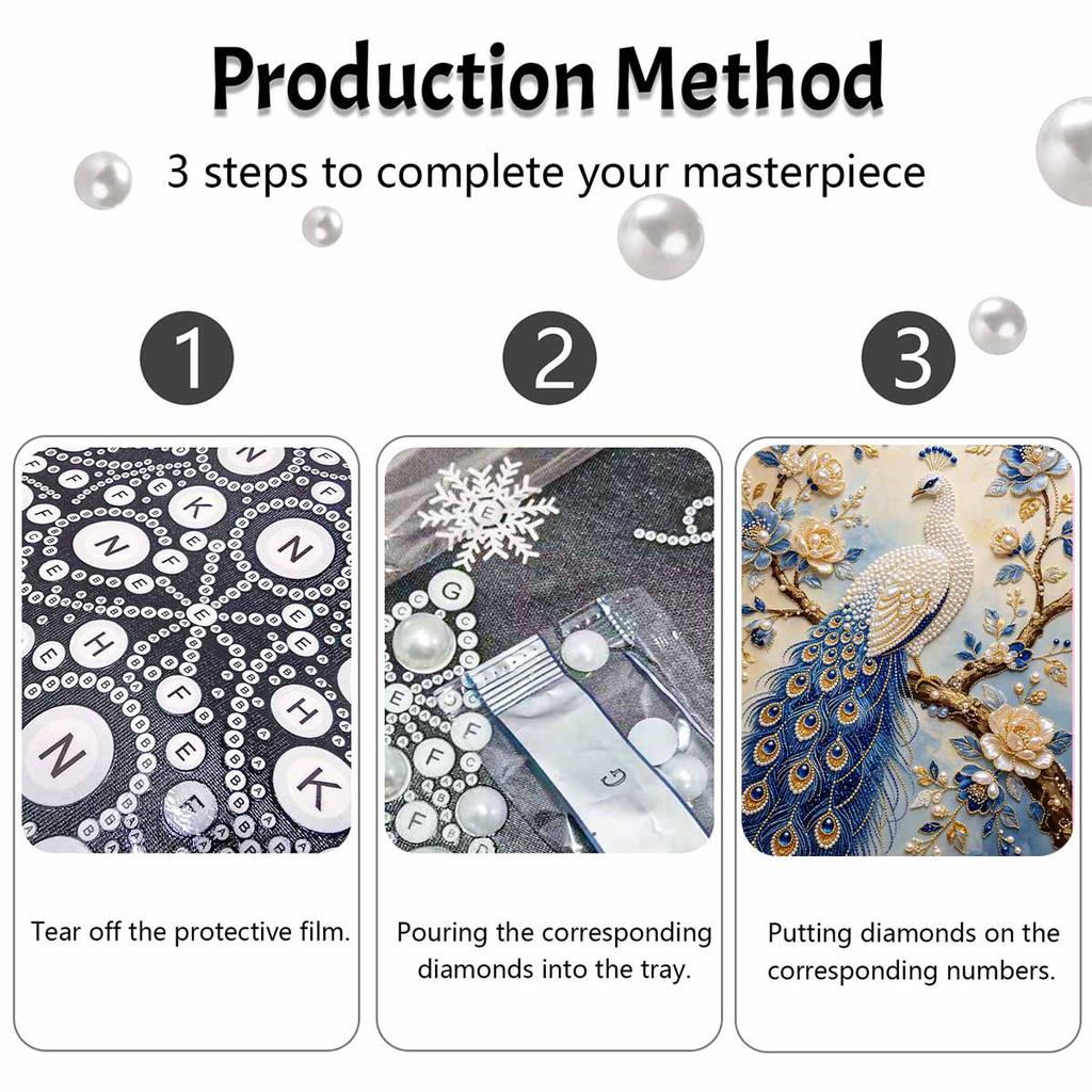 Pearl DIY Art Painting Majestic Peacock Handcrafted Picture Indoor Wall Ornament Relaxing Leisure Hobby Exquisite Home Decor Gift
