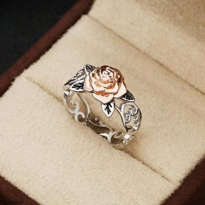 Blumenring, Roségold, modischer Blumenschmuck, Antrag, Geschenk, Verlobung, Ehering
