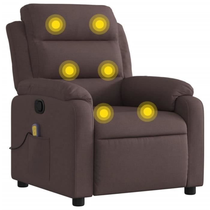 Fauteuil de massage inclinable - VIDAXL - Marron foncé - Tissu - 1 place - Relaxation