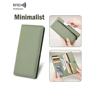 Minimalistische ultradünne lange Geldbörse für Damen aus PU, doppelt faltbare Geldbörse, multifunktionale Münz- und Kreditkartentasche für Damen, Handtasche