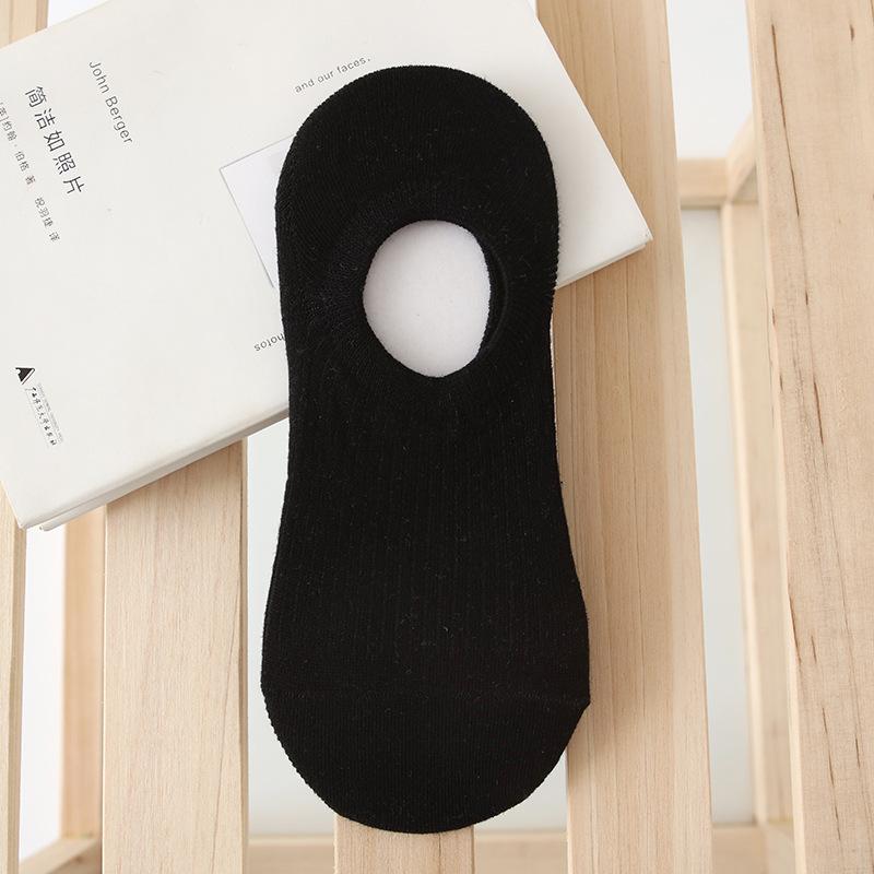 Summer Solid Color Socks Black And White Invisible Socks Light Mouth Low Top Men'S Business Socks Breathable Boat Socks Women