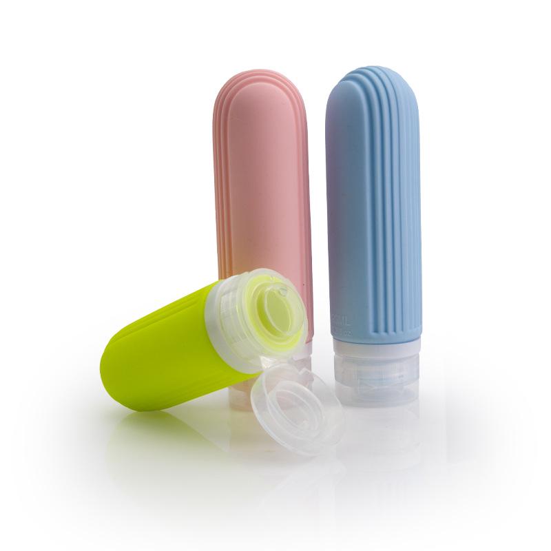 Travel-Friendly Refillable Silicone Lotion Bottle with Vertical Stripe Texture
