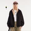 Unisex Oversized Hooded Zip-Up Sweatshirt In Retro Plaid Print Cotton Fall Casual Wear