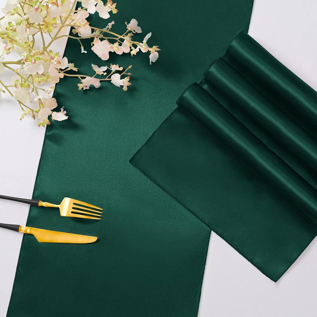 5-20Pack Satin Table Runner Green 12 X 108 Inches Table Runner Christmas Coffee Table Decor for Party Birthday Wedding Banquet