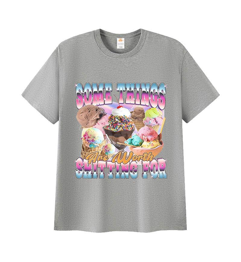 Ice Cream Lover Funny Meme Graphic T-shirt Men Women Fashion Vintage Clothing T Shirt Casual O-Neck Cotton Short Sleeve T Shirts