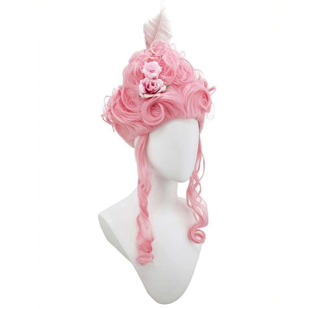 Königlicher Stil Rosa Groß Lockig Cosplay Perücke Rokoko-Stil 18. Jahrhundert Koloniale Dame Perücke Halloween