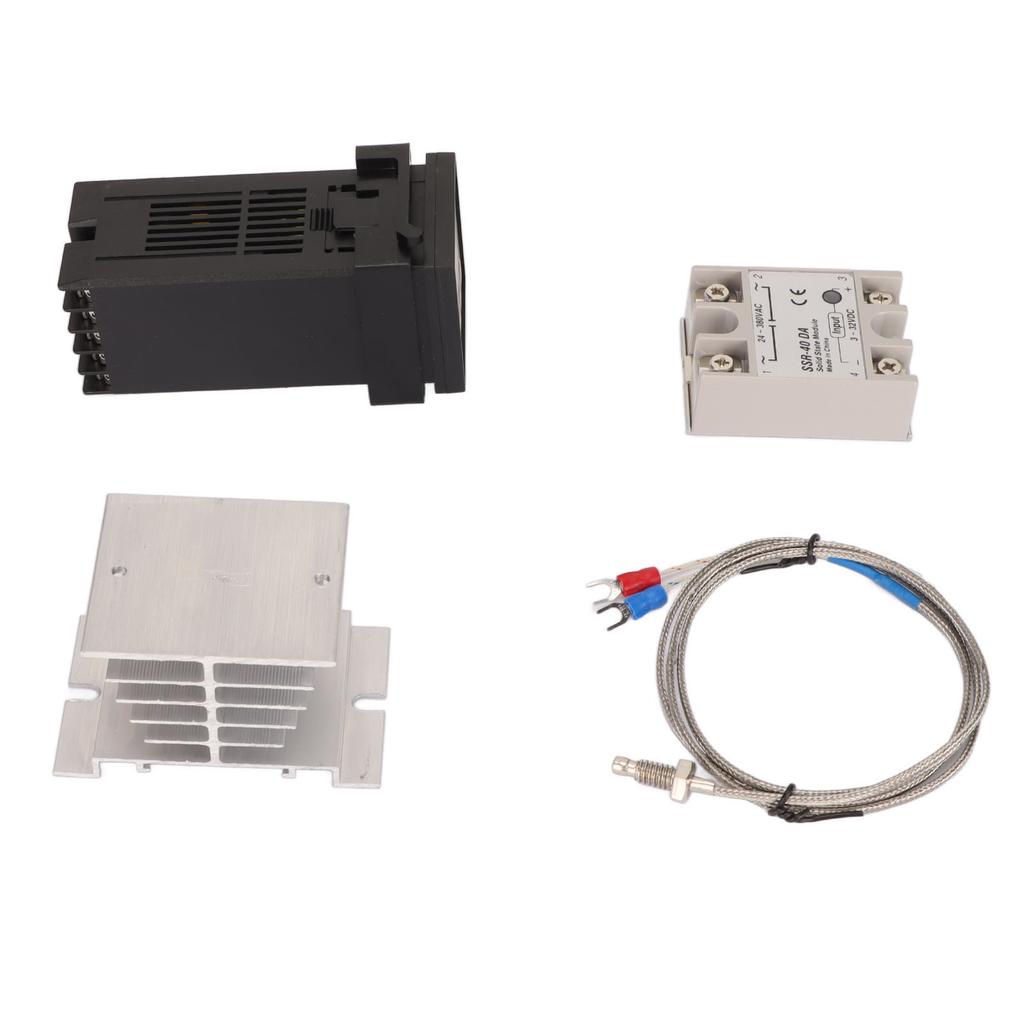 4PCS Digital PID Thermostat Quick Response Temperature Controller with Thermocouple Heat Sink Relay Kit AC100V‑240V 40A
