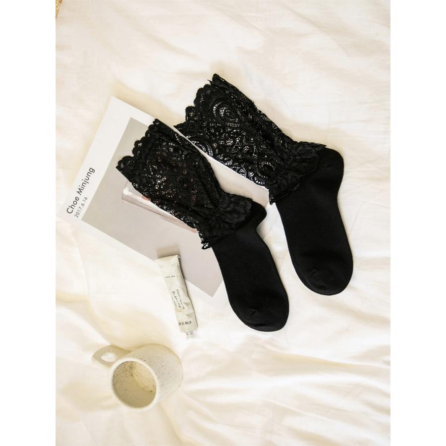 Sexy Lace Floral Mesh Socks Women Black Transparent Short Cotton Sock For Ladies Elastic Retro Cute Socks Female New