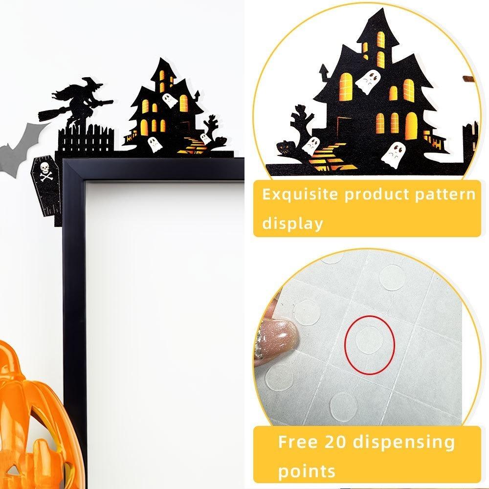 1pair Funny Party Decoration Halloween Door Frame Bats Pumpkins Wooden Door Corner Sign Spider Webs Door Frame Decoration Door