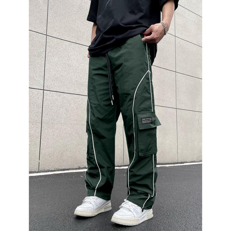 

Overalls men s summer new trendy brand fashion loose casual pants leggings S темно-зеленого