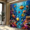 "Vibrant Underwater World Shower Curtain, Waterproof Fabric With Colorful Fish And Coral For Bathroom Decor, Ocean Theme"