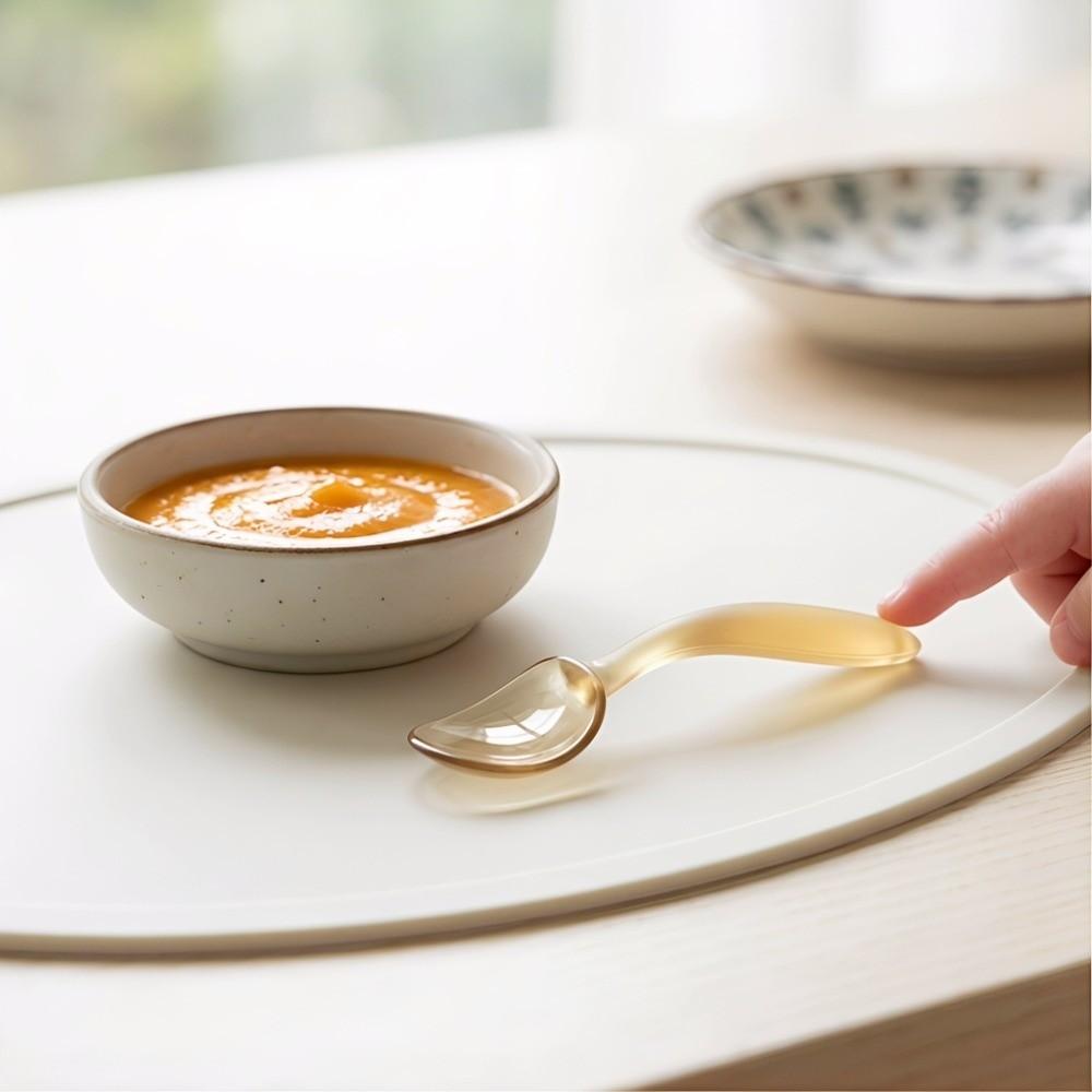 Silicone Baby Food Spoon Short Handle Learning To Eat Spoon New Baby Feeding Spoon Learning To Eat