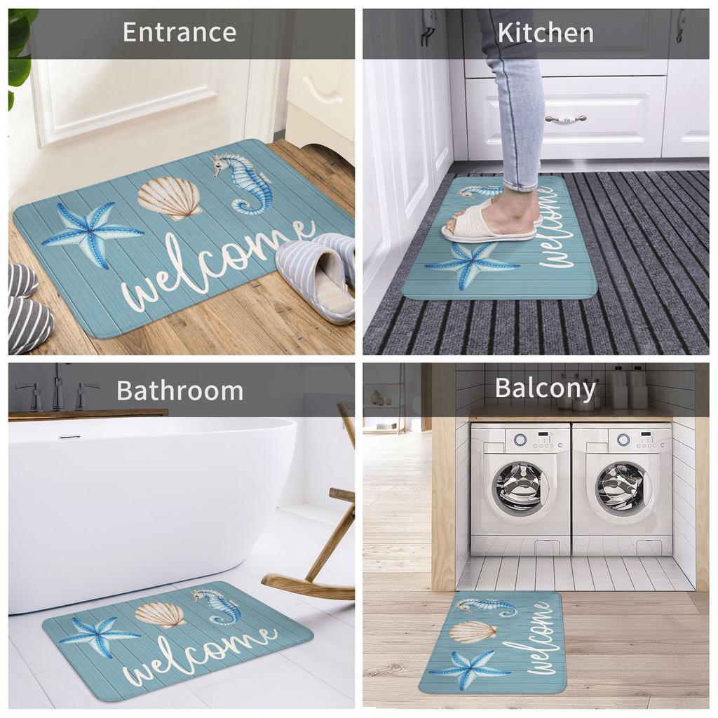 Ocean Welcome Doormat Mat Anti-Slip Kitchen Bath Toilet Rug Carpet 40*60cm