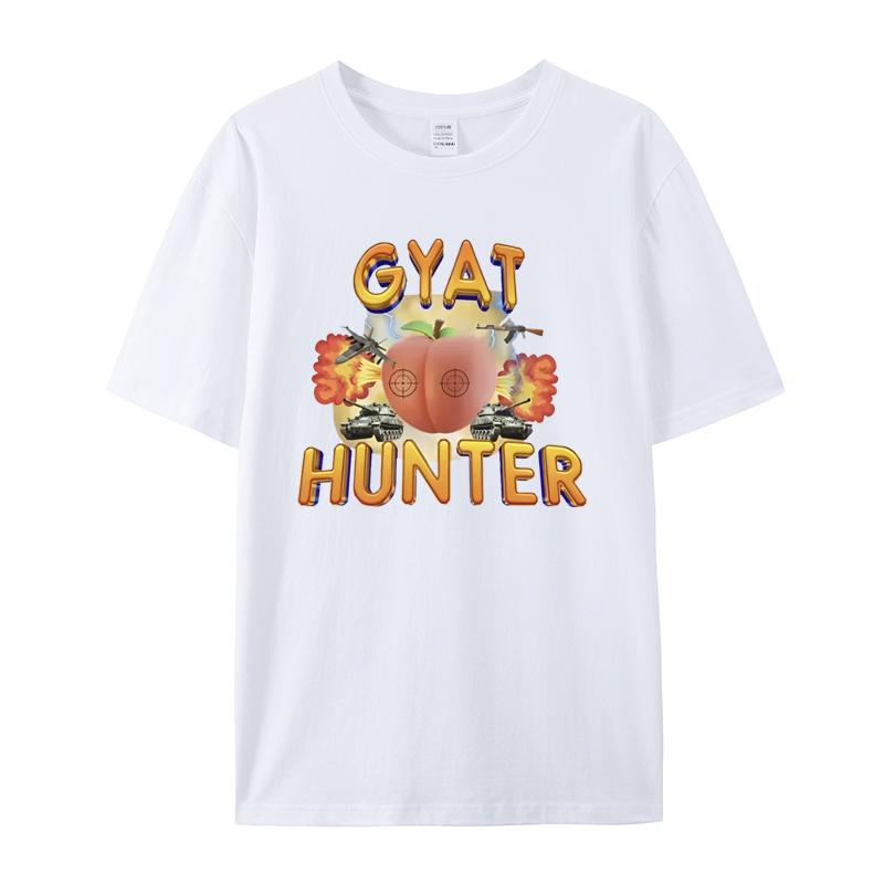 

Летняя новинка 2025 года Графическая футболка с принтом Gyat Hunter Мужская и женская футболка с коротким рукавом Мужская одежда Уличная одежда XXXL