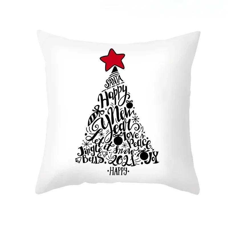 1 Piece Of Christmas Decoration Pillowcase Cartoon Santa Claus Snowman Pattern Sofa Cushion Suite Room Home Decoration Gift