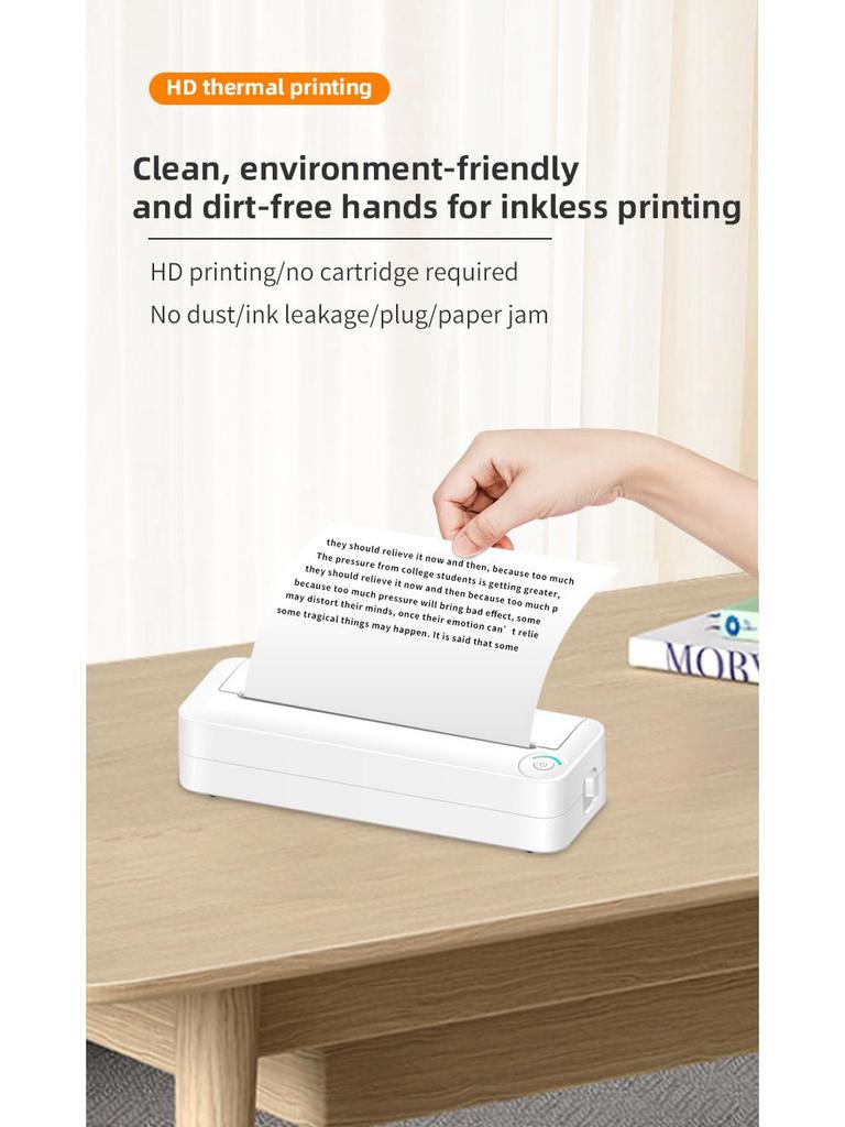Portable A4 Bluetooth Thermal Printer for Home, Office & Study - Wireless Remote Printing