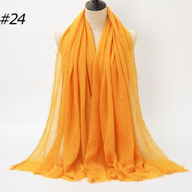 New Pleated Monochrome Cotton Solid Color Scarf, Naturally Pleated Human Cotton Hair Beard Edge Large Size Women's Headscarf B