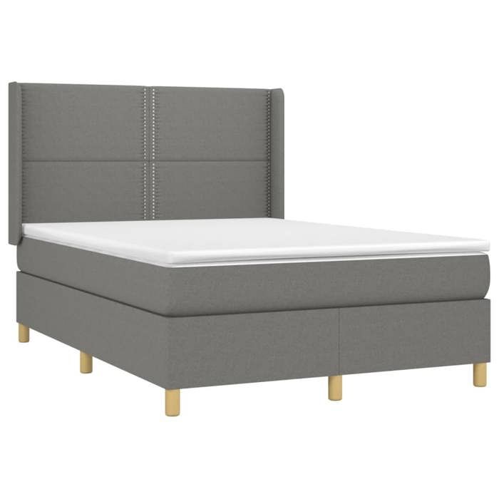3131914 vidaXL Divan Bed with Mattress Dark Grey 140x200cm Fabric