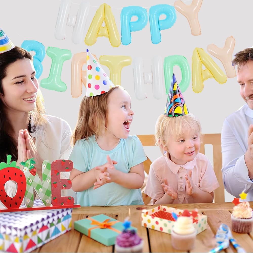 TONIFUL Leuchtend Bunt Happy Birthday Ballon Banner 16 Zoll Mylar Folie Buchstaben Geburtstagszeichen Wimpelkette für Mädchen Jungen Kinder & Erwachsene Geburtstag