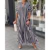 Summer New Women's Striped Printed Slit Long Dress