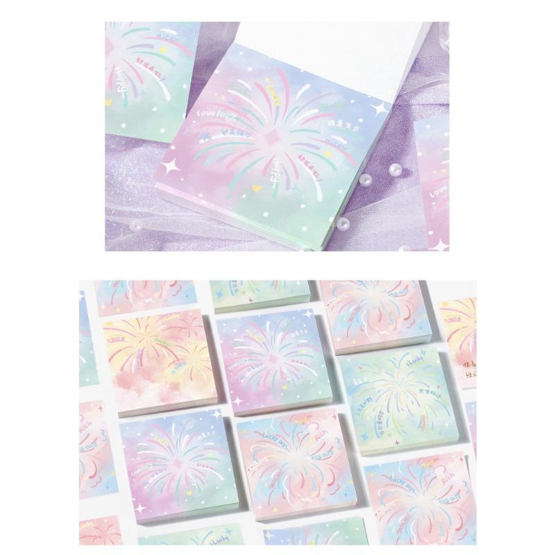 Sheets Cartoon Blessing Text Fireworks Illustration Memo Notepad For Journal Scrapbooking