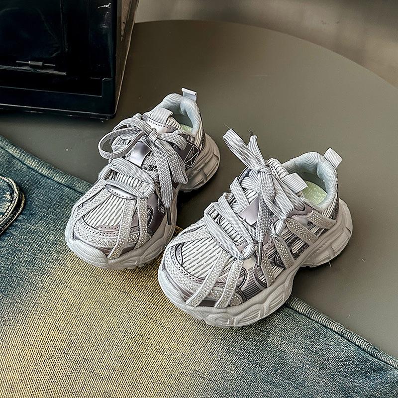 Children's Popular Thick-soled Letter Sneakers Boys' Trendy Shoes Medium and Large Children's Lightweight Fashion Dad Shoes Girls' Casual Shoes