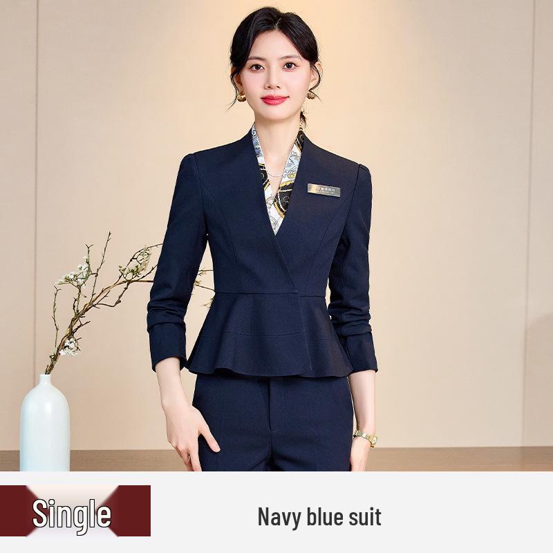 Chic Professional Women's Skirt Suit - Elegant Spring/Autumn Beauty Salon Front Desk Uniform