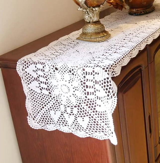 100% Bavlna Ruční Háčkování Stolní Ubrusy Shabby Chic Vintage Háčkovaný Vrchní Díl na Stůl Ručně Vyráběný Potah na Pohovku Běhoun na Stůl 1ks