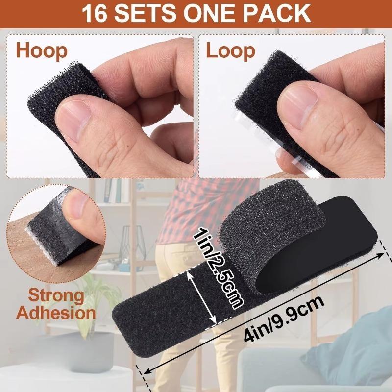 Reusable Hook and Loop Adhesive Strips 15LB Heavy Duty Double Sided Tape Damage Free Wall Hanging for Decorations Tools Storage