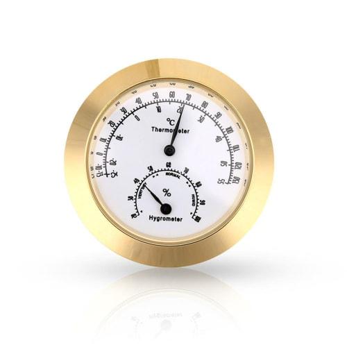 Round Guitar/Violin Case Thermometer/Hygrometer for Cases, Room Accessories (Golden)