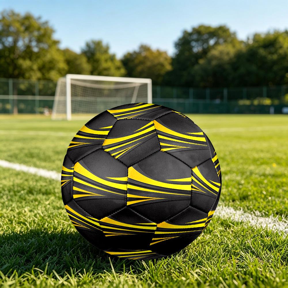 1pc Dynamic Yellow Wave Theme Soccer Ball Football, Size 5, Lightweight PVC, Durable Outdoor Training Soccer Ball, Gift m61413 Size 5