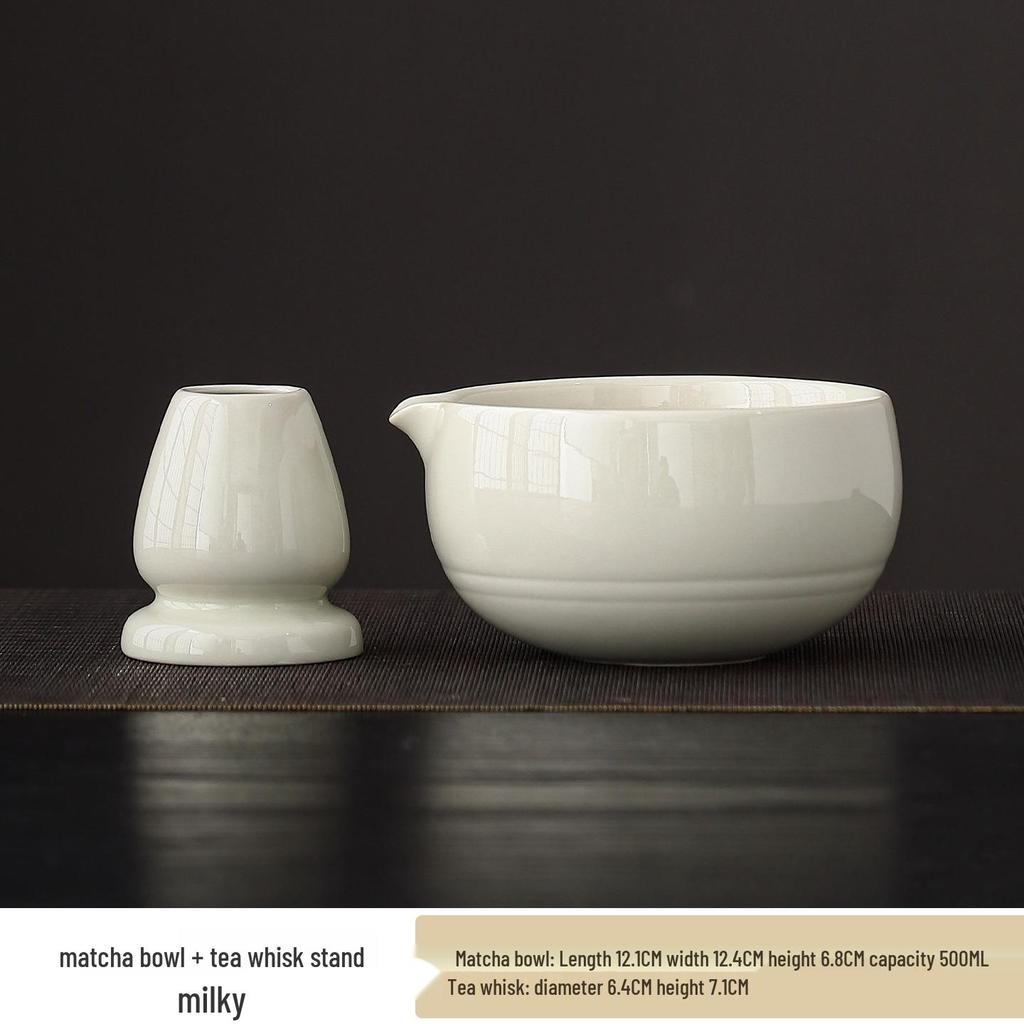 Japanese Matcha Tea Set: Ceramic Bowl & Whisk