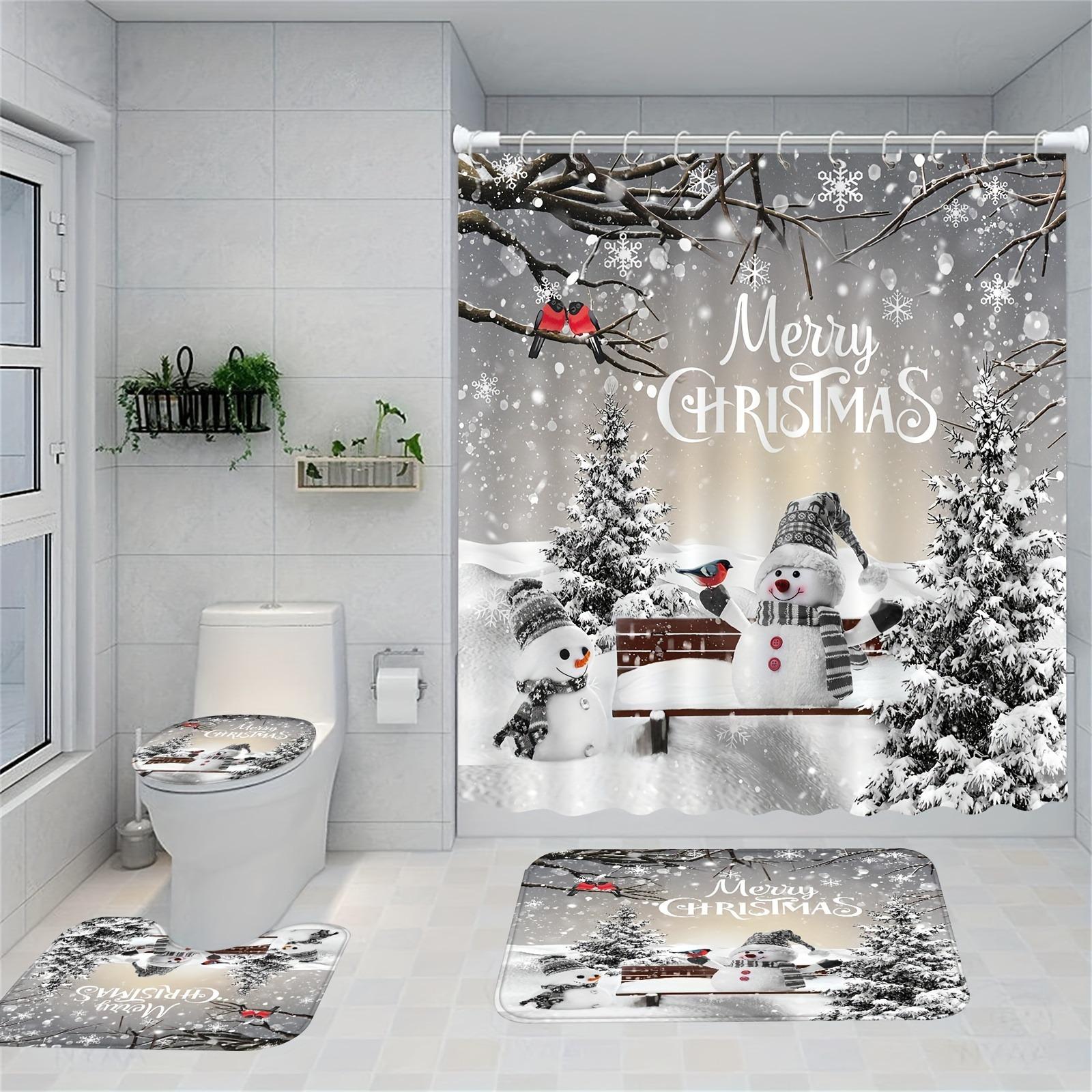 

Marry Christmas Shower Curtain Red Santa Claus Printed Waterproof Polyester Bath Curtain For New Year Christmas Bathroom Decor W60H190(CM)-1 Pcs