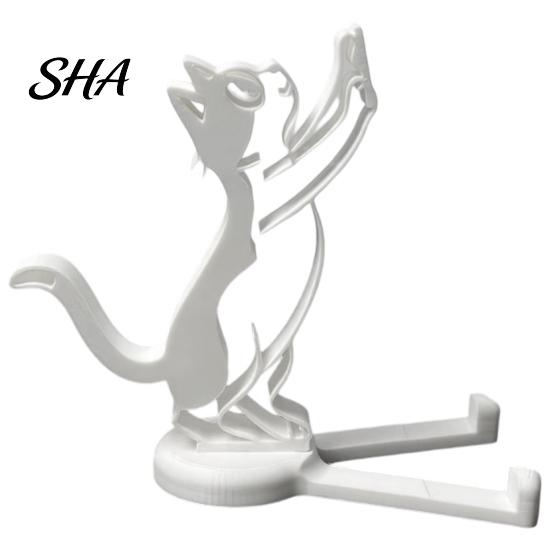 Horizontal Vertical Phone Holder 3D Printed Mobile Holder, One-Piece Molding Stand, Portable Stand Climbing Cat Shape Stable Support for Watching