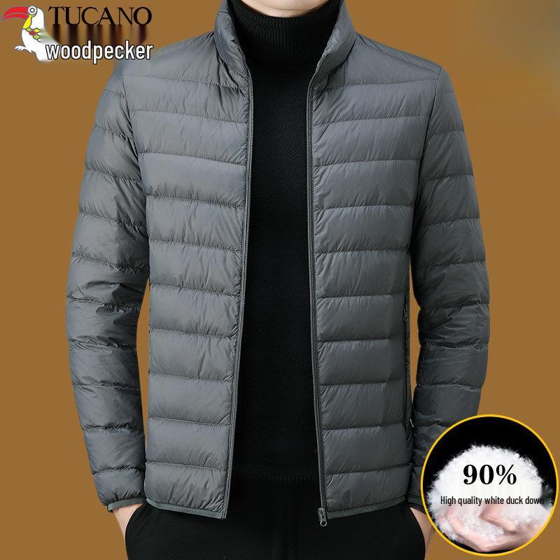 Woodpecker Men's Lightweight Down Jacket, 2026 Winter Stand Collar Casual Warm Coat