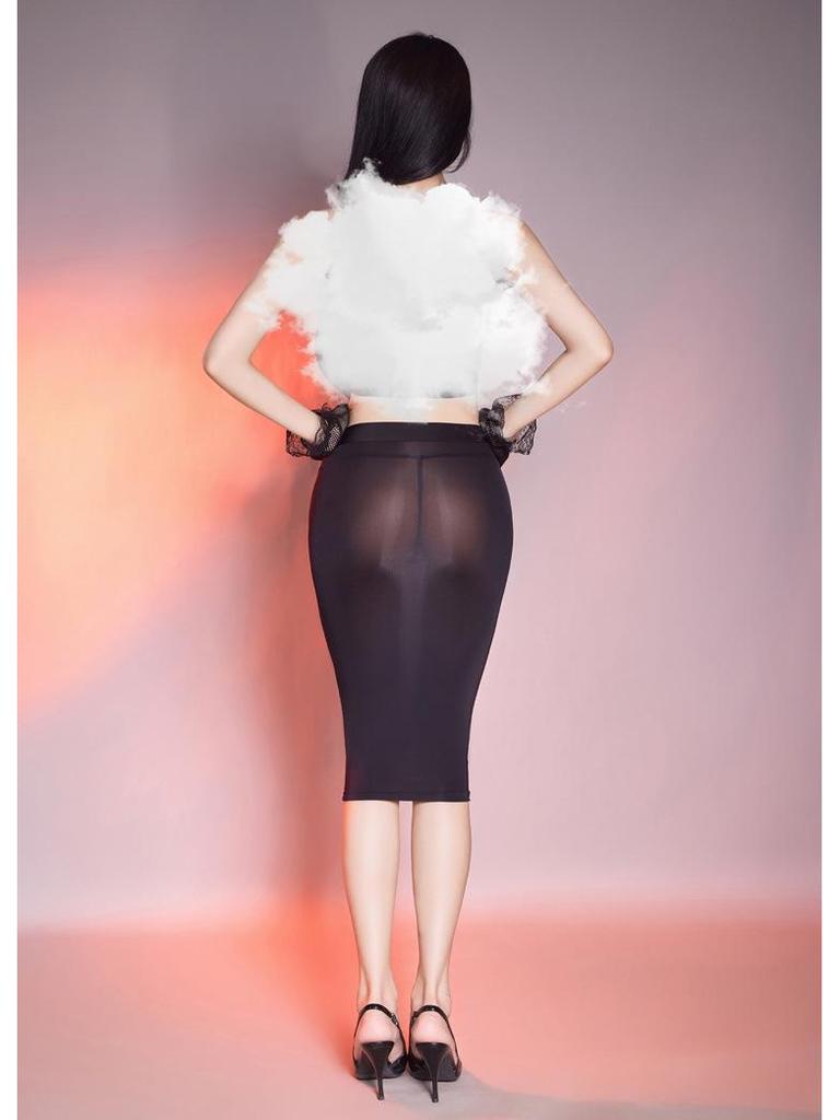 Silky, Hip-Hugging See-Through Half Skirt for Women