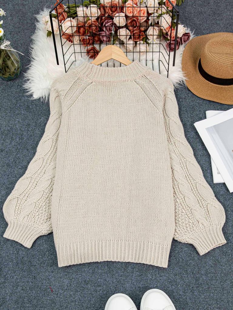 Cross-border Autumn and Winter New Round Neck Loose Soft Waxy Lazy Wind Knitted Sweater Korean Version Twist Rope Pullover Large Size Top