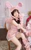 Cosplay Halloween Bunny Bunny Girl Rabbit Ears Plush Toy Fur Rabbit Gingham Check Ribbon Idol Costume Disguise Marie Moon 8 Piece Set 9960 [Malymoon]
