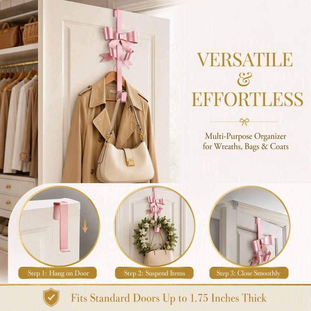 Bowknot Shape Door Storage Hook No Drilling Hanging Organizer Hook Over The Door Hooks  Dorm Room