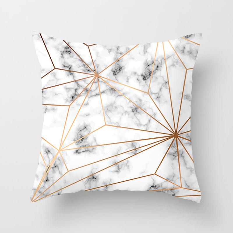 Home Decor Geometric Marble Print Sofa Cushion Decorative Pillowcase Polyester Square Throw Pillow Funda De Almohada