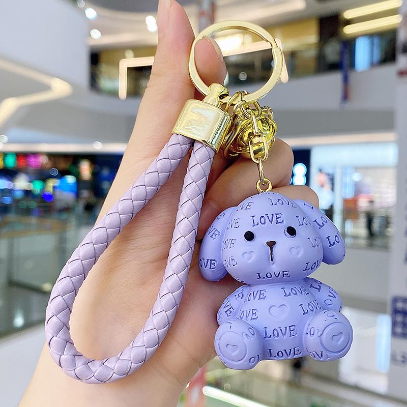 Resin Sitting Position Love Dog Keychain Exquisite Couple Doll Keychain Bag Pendant Small Gift