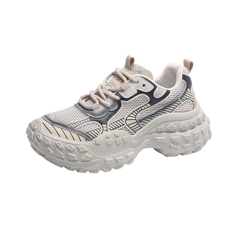 

Four seasons new Yuantong mesh breathable gradual change color durian bottom fashion thick sole heightening dad shoes a 2025 35